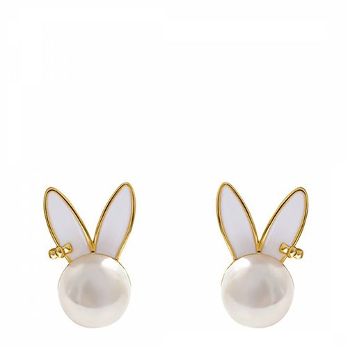 Gold Rabit Earrings - Sound Of Pearls London - Modalova