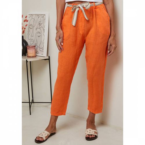 Orange Linen Belt Trouser - LE MONDE DU LIN - Modalova