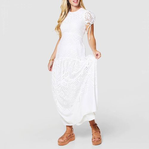 White A-Line Embroided Midi Dress - Closet - Modalova