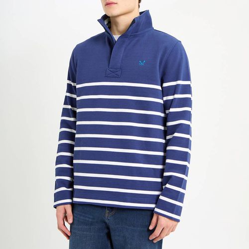 Blue/White Stripe Pique 1/2 Zip - Crew Clothing - Modalova