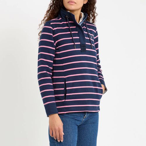 Navy/Pink Stripe Toggle Sweatshirt - Crew Clothing - Modalova