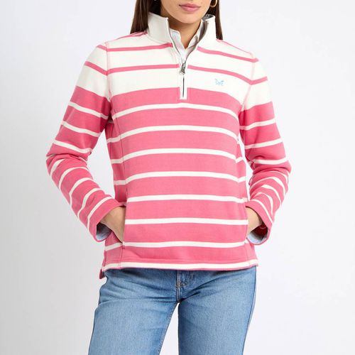 Pink Striped Half Zip Sweatshirt - Crew Clothing - Modalova