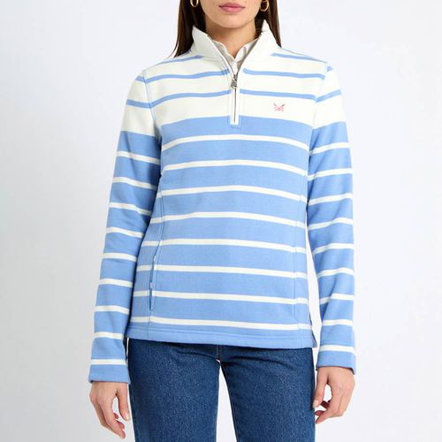 Blue Striped Half Zip Sweatshirt - Crew Clothing - Modalova