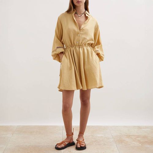 Beige Collar Dress - Boteh - Modalova