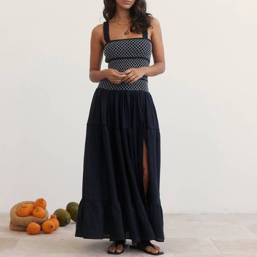 Black Shirred Maxi Dress - Boteh - Modalova