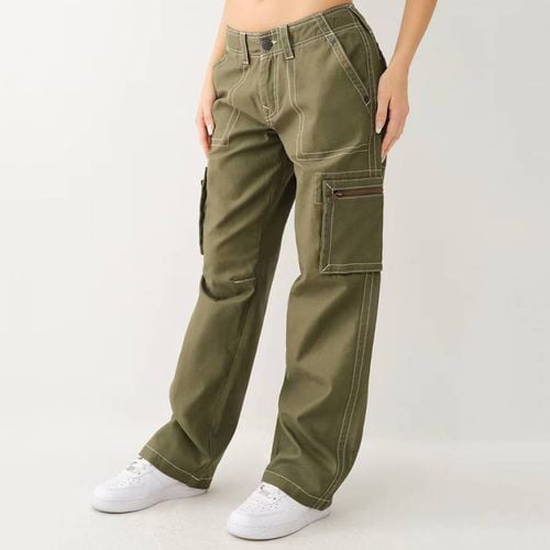 Khaki Zipper Military Cotton Cargo Trousers - True Religion - Modalova