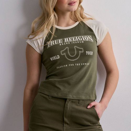 Green/Ecru Raglan Cotton Blend Baby T-Shirt - True Religion - Modalova