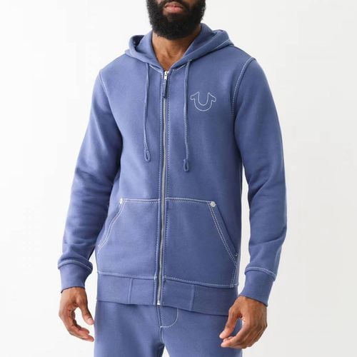 Blue Zip Up Cotton Blend Hoodie - True Religion - Modalova