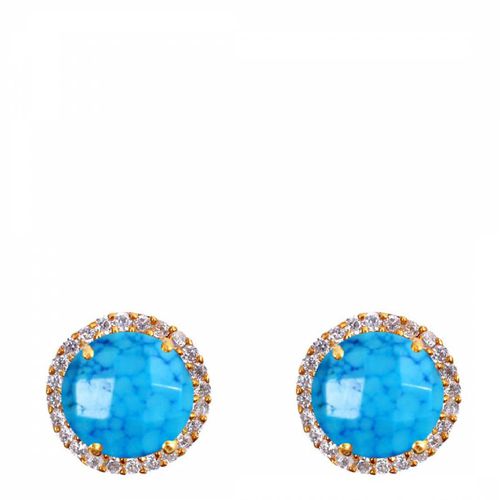 K Turquoise Embellished Stud Earrings - Liv Oliver - Modalova
