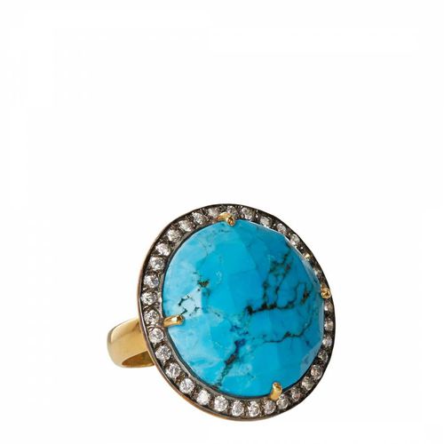 K Turquoise Round Disc Statement Ring - Liv Oliver - Modalova