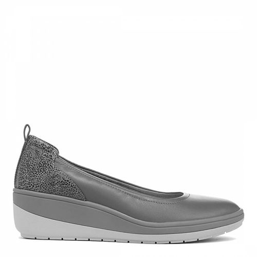 Grey Leather Jacey Wedge Shoe - Vionic - Modalova