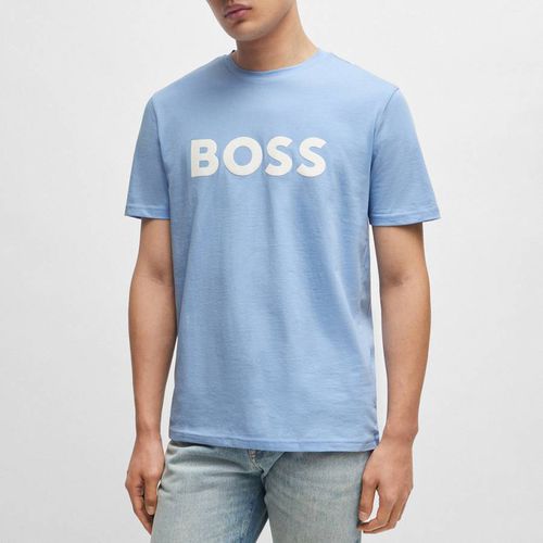 Blue Chest Logo Cotton T-Shirt - BOSS - Modalova