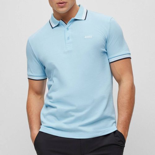 Light Blue Paddy Cotton Polo Shirt - BOSS - Modalova