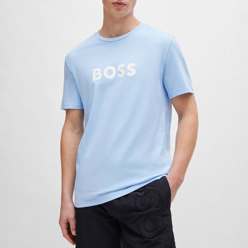 Blue Jersey Cotton T-Shirt - BOSS - Modalova
