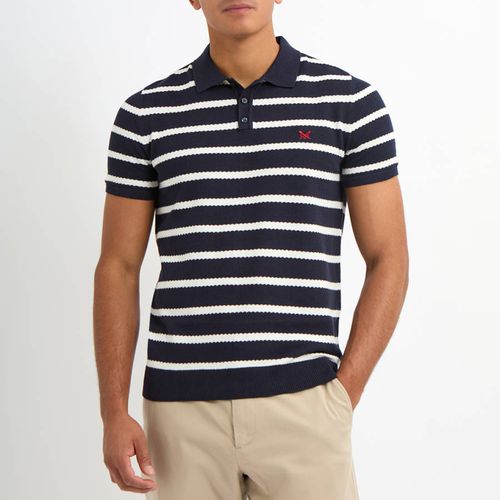 Navy Textured Cotton Polo - Crew Clothing - Modalova