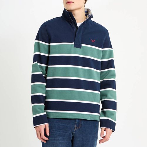 Blue/Green Pique Striped Sweat - Crew Clothing - Modalova