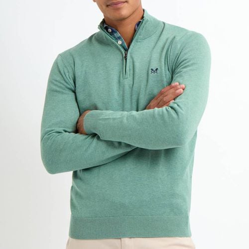 Green Cotton Half Zip Sweatshirt - Crew Clothing - Modalova