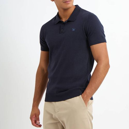 Navy Knitted Cotton Polo - Crew Clothing - Modalova