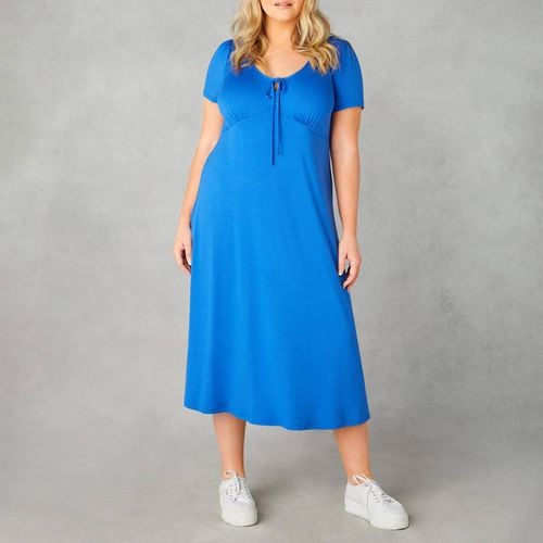 Blue Jersey Tie Front Midaxi Dress - Live Unlimited - Modalova