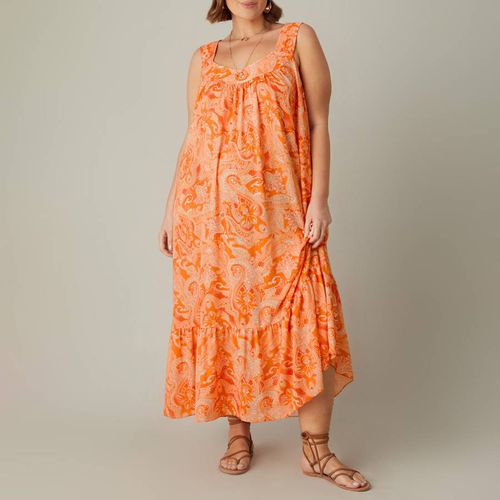 Orange Paisley Tiered Midaxi Dress - Live Unlimited - Modalova