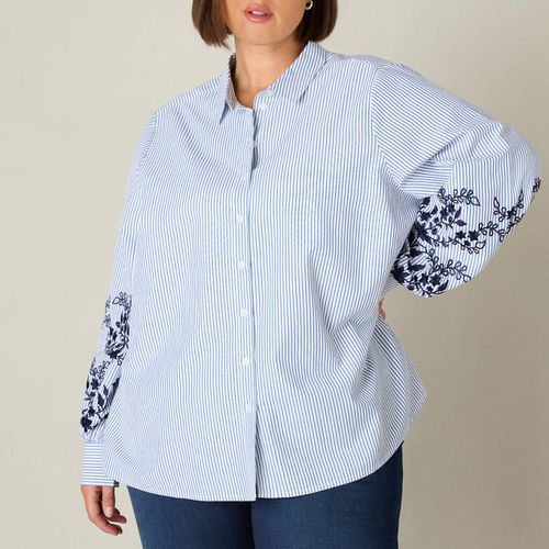 Blue Stripe Embroidered Shirt - Live Unlimited - Modalova