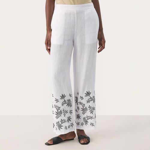 White Embroidered Linen Trouser - Part Two - Modalova