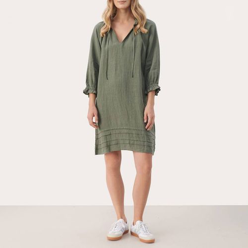 Khaki Aran Linen Mini Dress - Part Two - Modalova