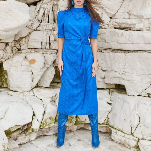 Blue Jacquard Knot Front Midi Dress - Another Sunday - Modalova