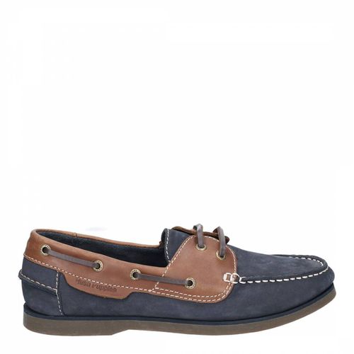 Blue/Tan Henry Leather Boat Shoes - Hush Puppies - Modalova