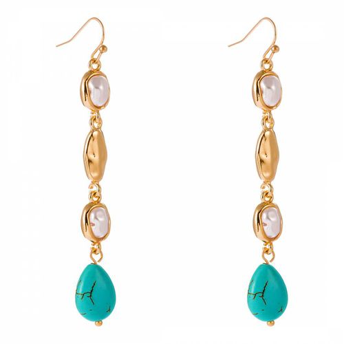 K Multi Turquoise & Pearl Earrings - Liv Oliver - Modalova
