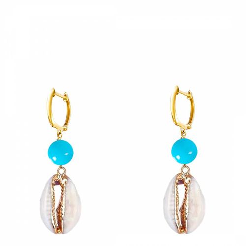 K Turquoise Shell Drop Earrings - Liv Oliver - Modalova