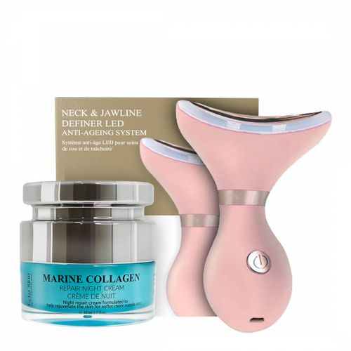 Neck & Jawline Definer LED anti-ageing system (Rose Gold )+ Marine Collagen Night Cream 50ml - Eclat Skin London - Modalova