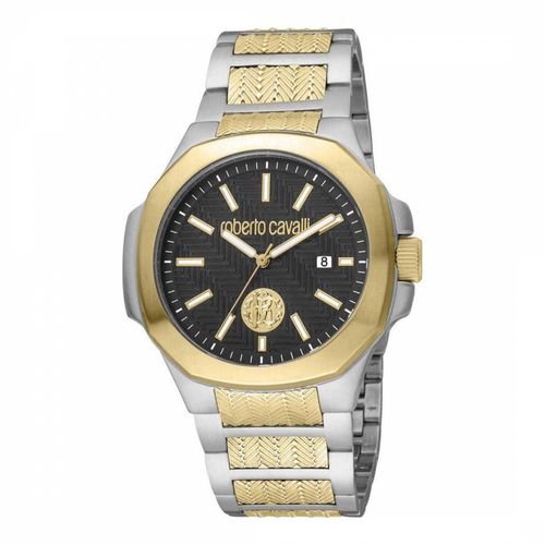 Men's Two Tone Silver & Gold Stainless Steel Watch 41mm - Roberto Cavalli - Modalova