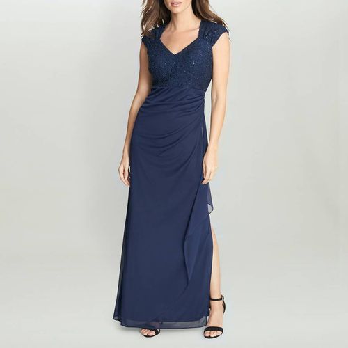 Navy Empire Waist Dress - Gina Bacconi - Modalova