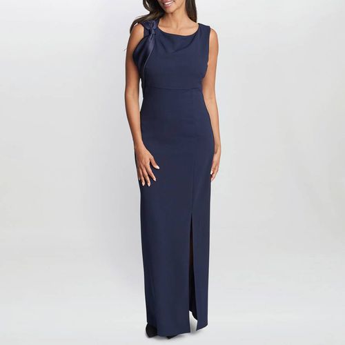 Navy Merle Bow Shoulder Maxi Dress - Gina Bacconi - Modalova