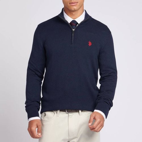 Navy Half Zip Cotton Blend Jumper - U.S. Polo Assn. - Modalova