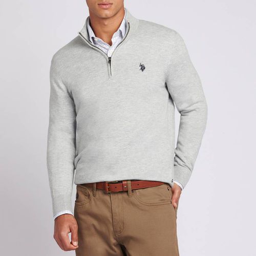 Grey Half Zip Cotton Blend Jumper - U.S. Polo Assn. - Modalova