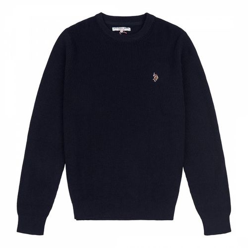 Navy Textured Cotton Knit Jumper - U.S. Polo Assn. - Modalova