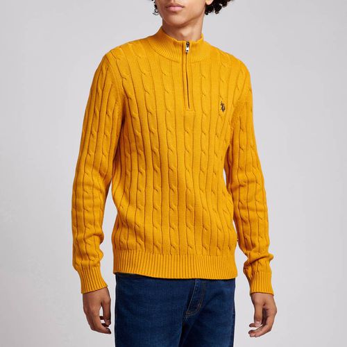 Half Zip Cable Knit Cotton Jumper - U.S. Polo Assn. - Modalova