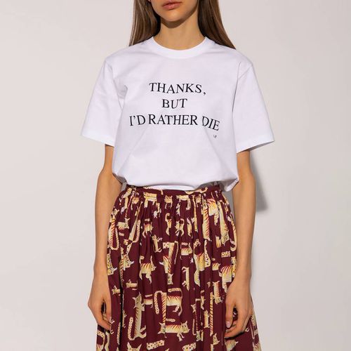 White Slogan Cotton T-Shirt - Victoria Beckham - Modalova