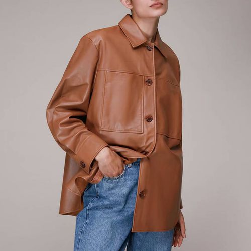 Chocolate Cady Leather Overshirt - WHISTLES - Modalova