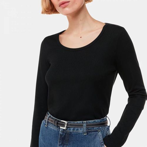 Black Ribbed Scoop Neck Top - WHISTLES - Modalova