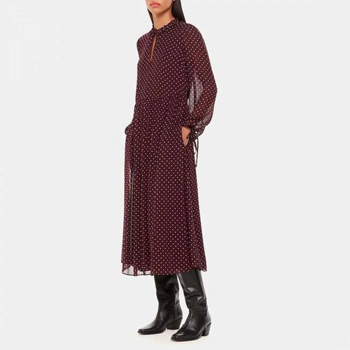 Burgundy Spot Print Trapeze Midi Dress - WHISTLES - Modalova