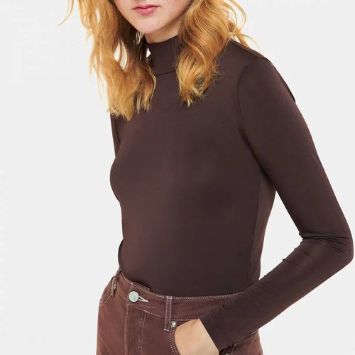 Brown Slinky High Neck Top - WHISTLES - Modalova