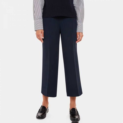 Navy Wide Leg Cropped Trousers - WHISTLES - Modalova