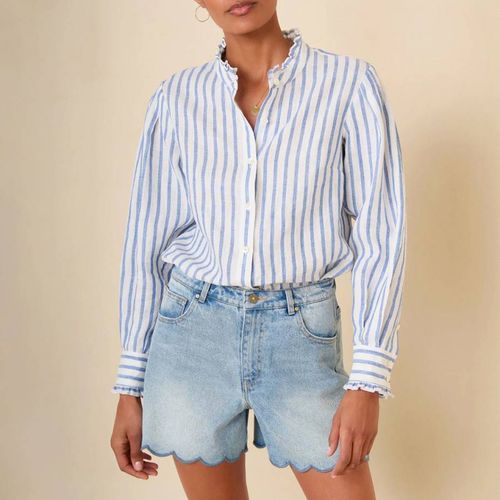 Blue Paris Linen Frill Shirt - Wyse - Modalova