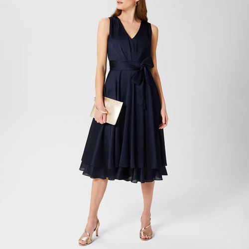 Navy Viola Tie Dress - Hobbs London - Modalova