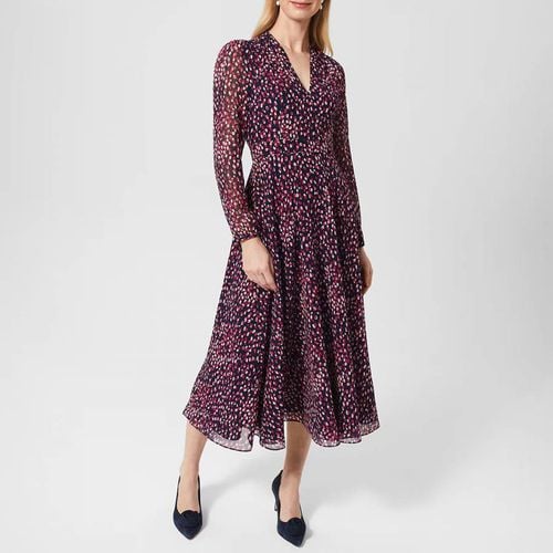 Navy Aurora Printed Dress - Hobbs London - Modalova