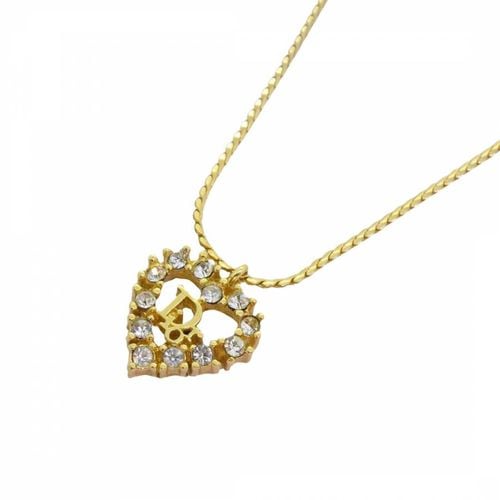 Gold Dior Diamante Heart Necklace - Vintage Dior - Modalova