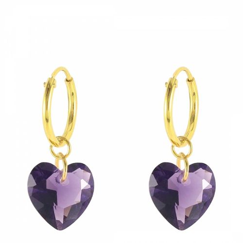 Gold/ Purple Heart Hoop Earring - Ma Petite Amie - Modalova